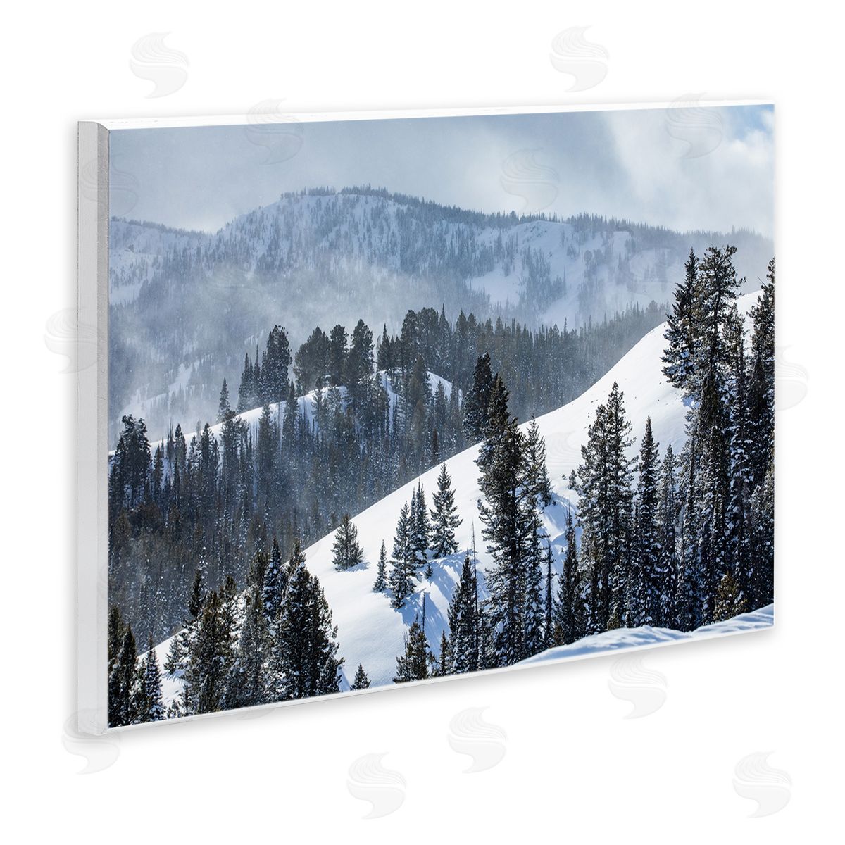 Steve Smith Quiet Snowy Mountain Slopes Scattered Fir Trees Wall Plaque Art Print