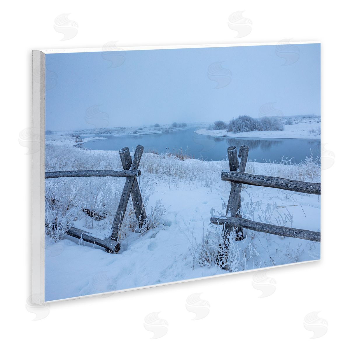 Steve Smith Snow Covered Fields Country Fences Winter Landscape Wall Plaque Art Print