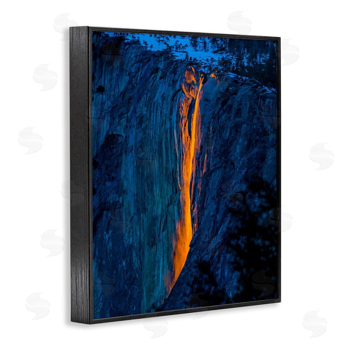 Steve Smith Lava Flowing Snowy Mountain Side Rock Cliffs Black Framed Giclee Wall Art Print