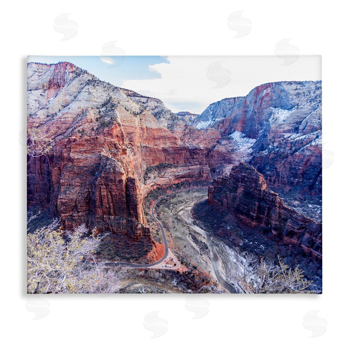 Steve Smith Desert Canyon Road Arid Vegetation Cliffs Landscape Stretched Canvas Wall Art Print