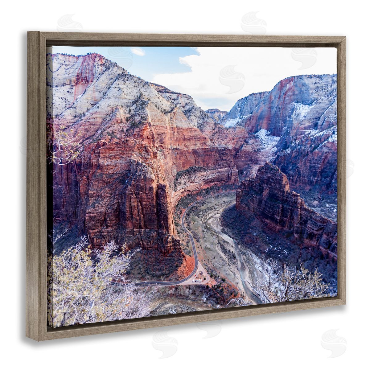 Steve Smith Desert Canyon Road Arid Vegetation Cliffs Landscape Brown Floating Frame Canvas Wall Art Print