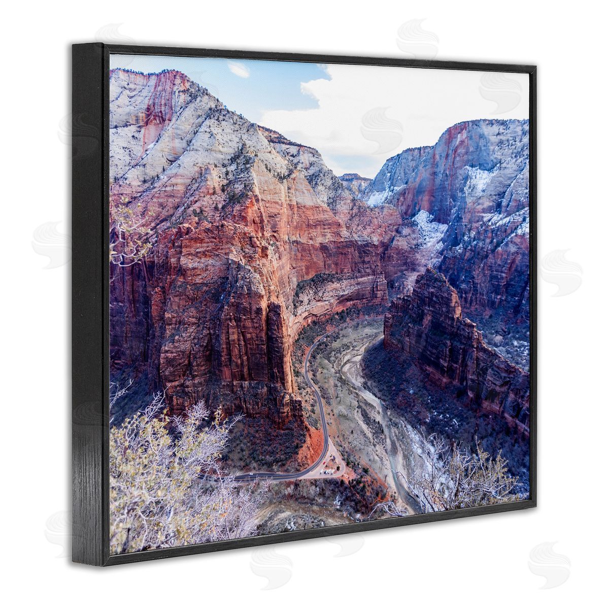Steve Smith Desert Canyon Road Arid Vegetation Cliffs Landscape Black Framed Giclee Wall Art Print