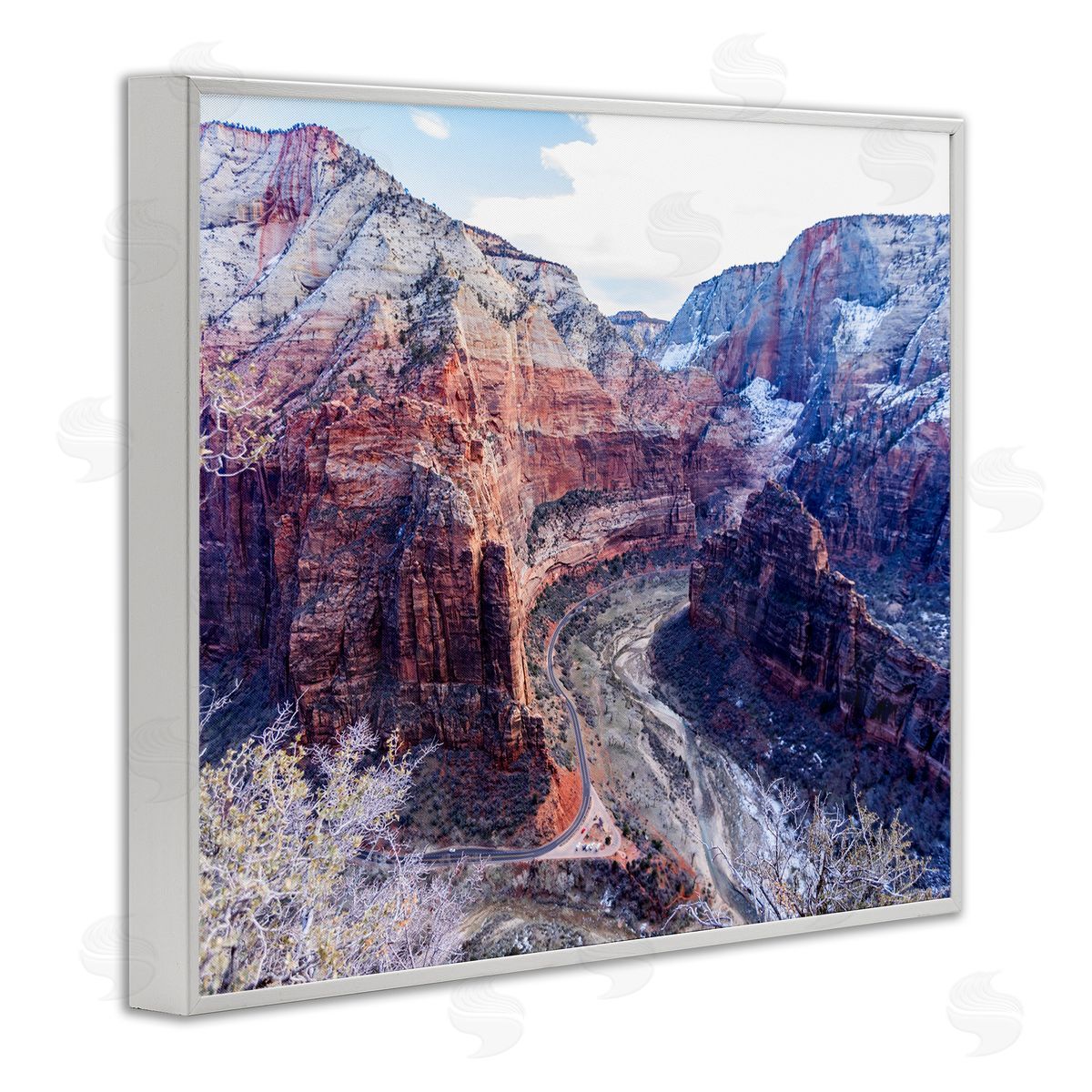 Steve Smith Desert Canyon Road Arid Vegetation Cliffs Landscape White Framed Giclee Wall Art Print