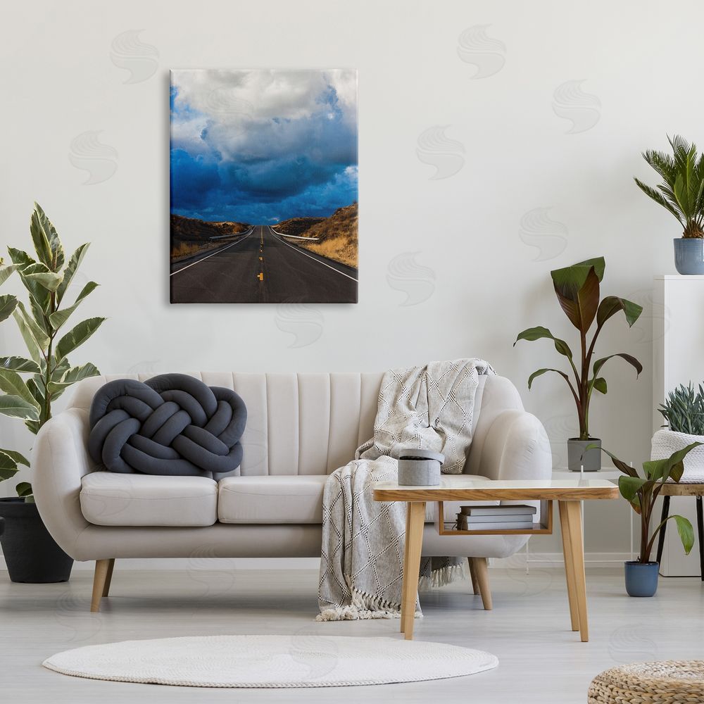 Steve Smith Highway Road Low Hanging Clouds Rural Countryside  Canvas Wall Art Print in Room