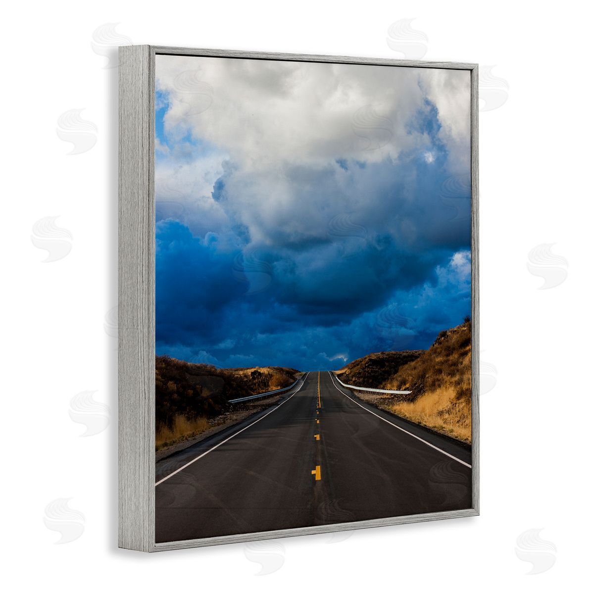 Steve Smith Highway Road Low Hanging Clouds Rural Countryside  Gray Framed Giclee Wall Art Print