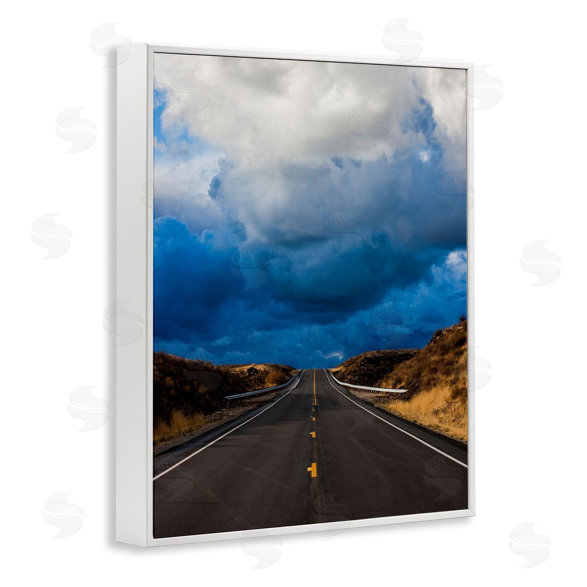 Steve Smith Highway Road Low Hanging Clouds Rural Countryside  White Framed Giclee Wall Art Print
