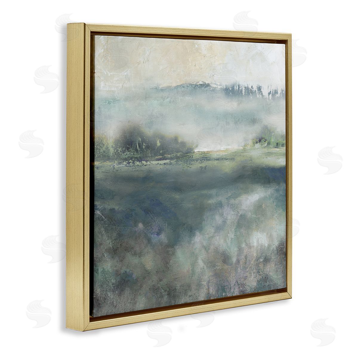 Carol Robinson Misty Landscape Painting Abstract Weather Vegetation Gold Floating Frame Canvas Wall Art Print