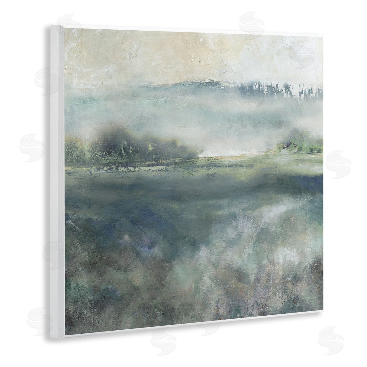Carol Robinson Misty Landscape Painting Abstract Weather Vegetation Wooden Wall Plaque Art Print