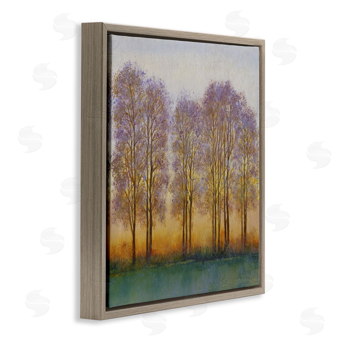 Tim O'Toole Warm Sunset Sky Trees Silhouettes Nature Scene Brown Floating Frame Canvas Wall Art Print