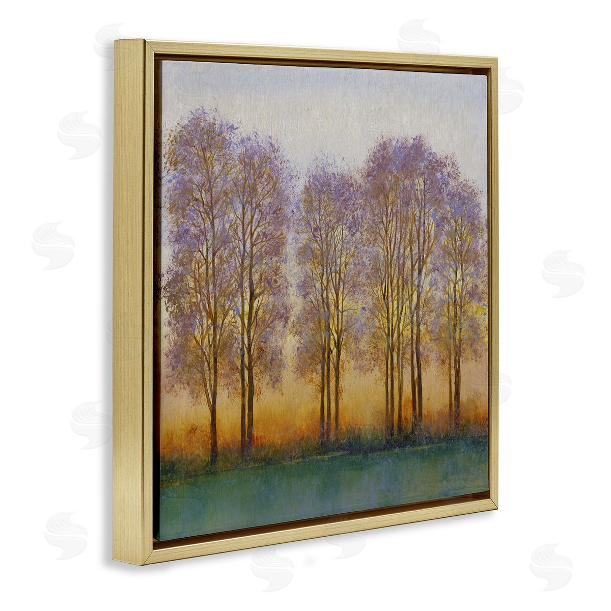 Tim O'Toole Warm Sunset Sky Trees Silhouettes Nature Scene Gold Floating Frame Canvas Wall Art Print