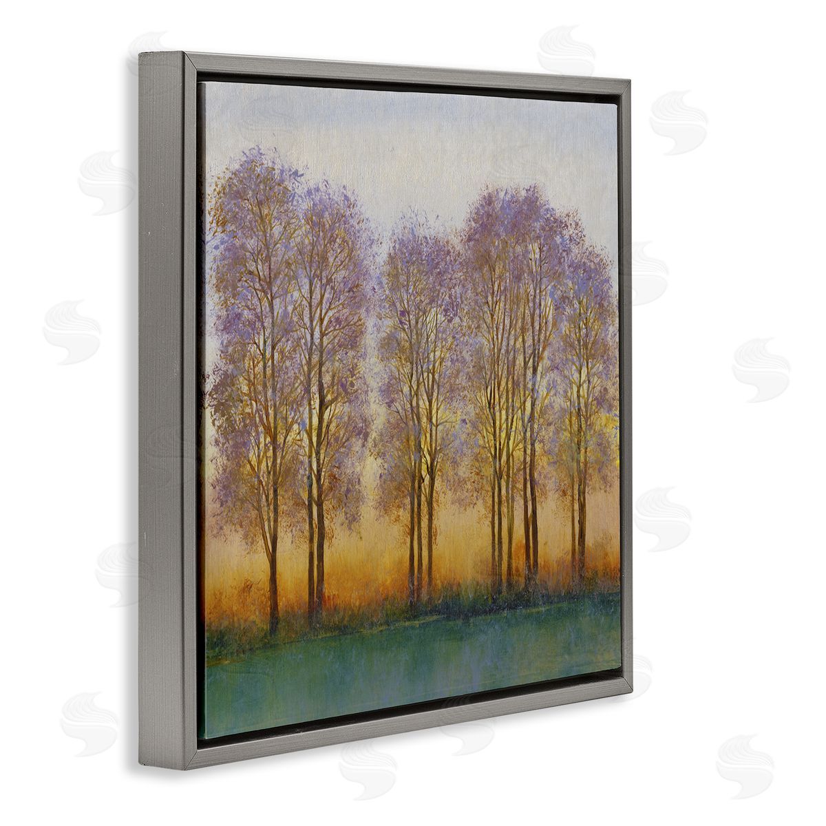Tim O'Toole Warm Sunset Sky Trees Silhouettes Nature Scene Gray Floating Frame Canvas Wall Art Print