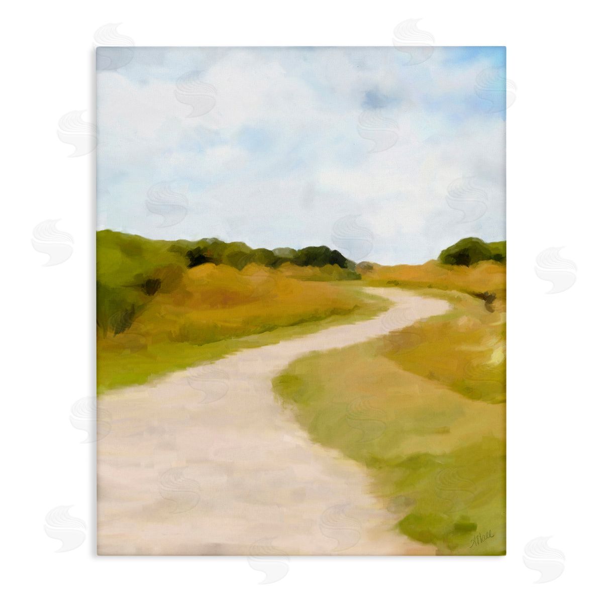 Amy Hall Countryside Landscape Grassland Path Nature Vegetation Stretched Canvas Wall Art Print