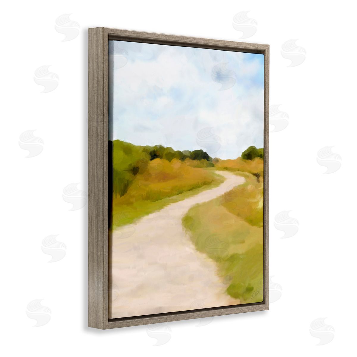 Amy Hall Countryside Landscape Grassland Path Nature Vegetation Brown Floating Frame Canvas Wall Art Print
