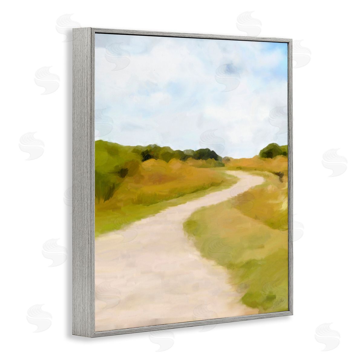 Amy Hall Countryside Landscape Grassland Path Nature Vegetation Gray Framed Giclee Wall Art Print