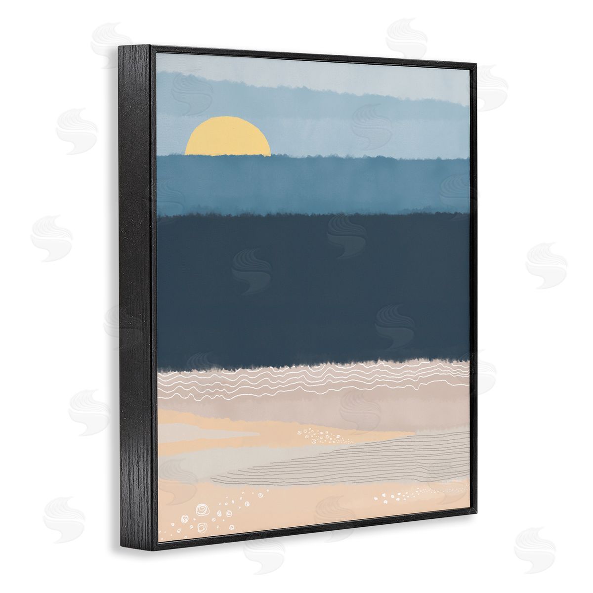 Darlene Seale Abstract Ocean Shore Shining Sun Over Coast Black Framed Giclee Wall Art Print