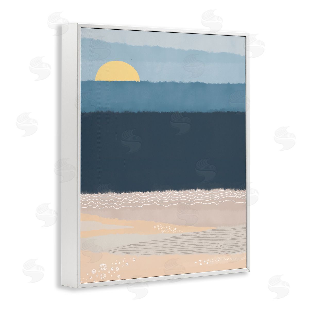 Darlene Seale Abstract Ocean Shore Shining Sun Over Coast White Framed Giclee Wall Art Print