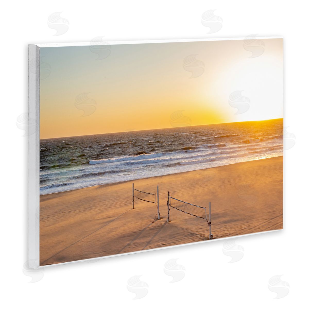 Jeff Poe Photography Radiant Sunset Beach Volleyball Nets Ocean Shoreline  Wall Plaque Art Print