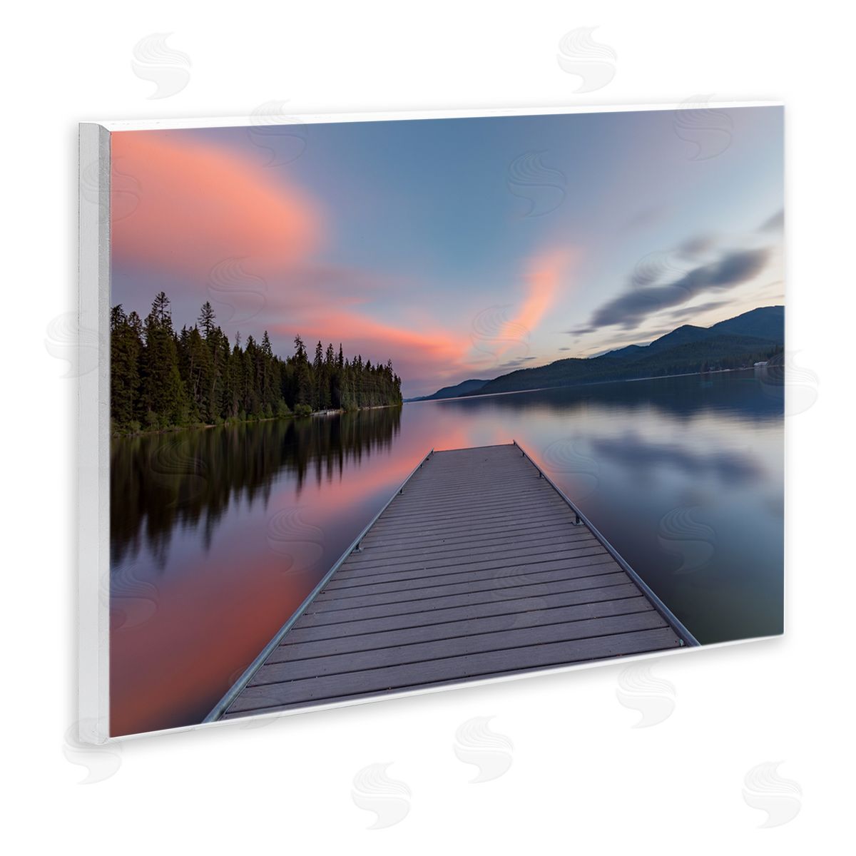 Jeff Poe Photography Serene Lake Dock Quiet Pink Sunrise Reflection Wall Plaque Art Print