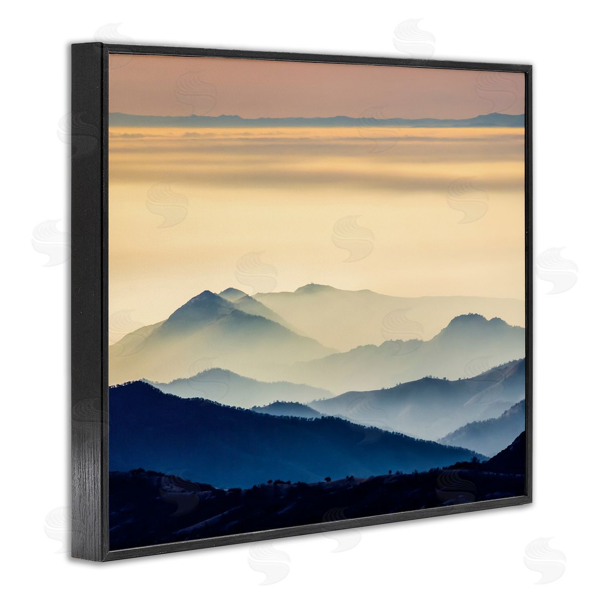 Jeff Poe Photography Layered Foggy Sunrise Mountain Peaks Radiant Glow Black Framed Giclee Wall Art Print