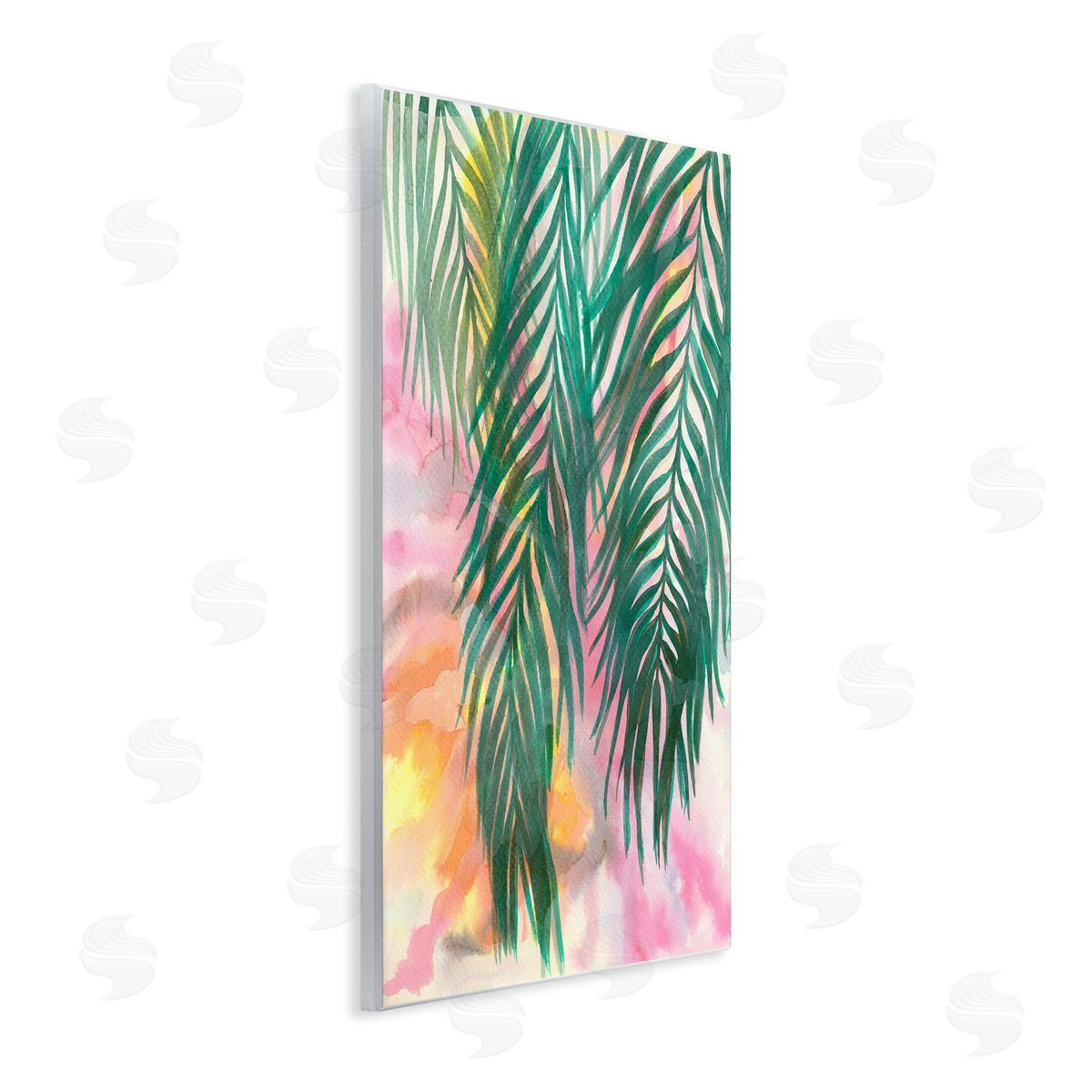 Elvira Errico Hanging Palms Tropical Plant Pink Watercolor Effect Wall Plaque Art Print