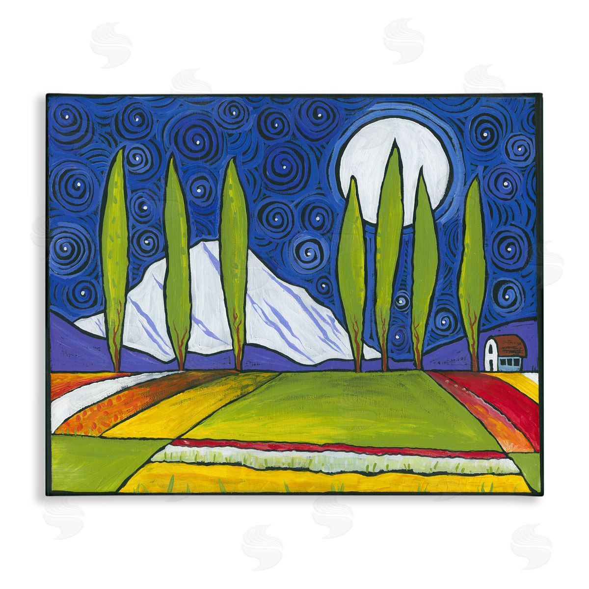Ben Mann Modern Farmland Crops Abstract Sky Swirls Pattern Stretched Canvas Wall Art Print