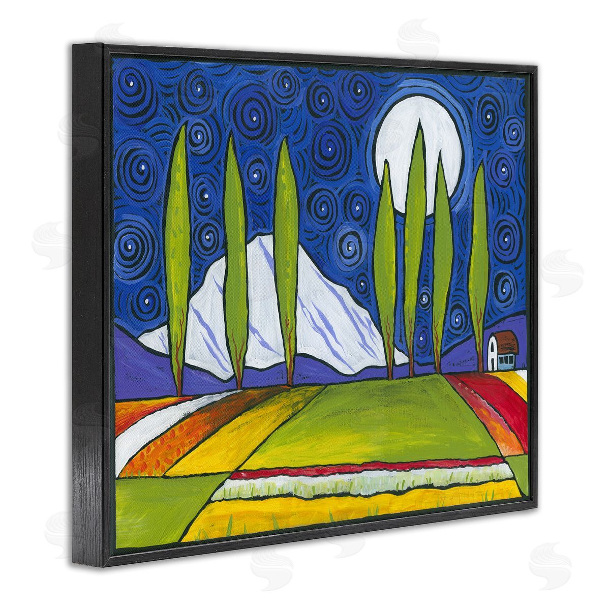 Ben Mann Modern Farmland Crops Abstract Sky Swirls Pattern Black Framed Giclee Wall Art Print