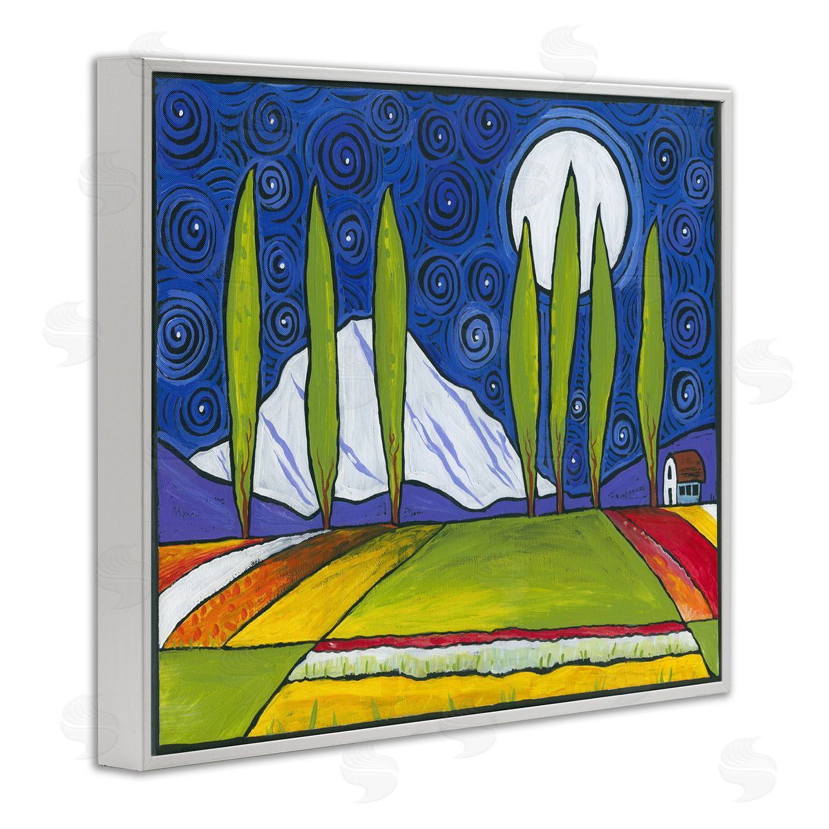 Ben Mann Modern Farmland Crops Abstract Sky Swirls Pattern White Framed Giclee Wall Art Print