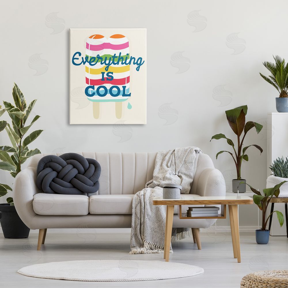 Stupell Studio Everything Is Cool Summer Striped Ice Pop Snack Canvas Wall Art Print in Room
