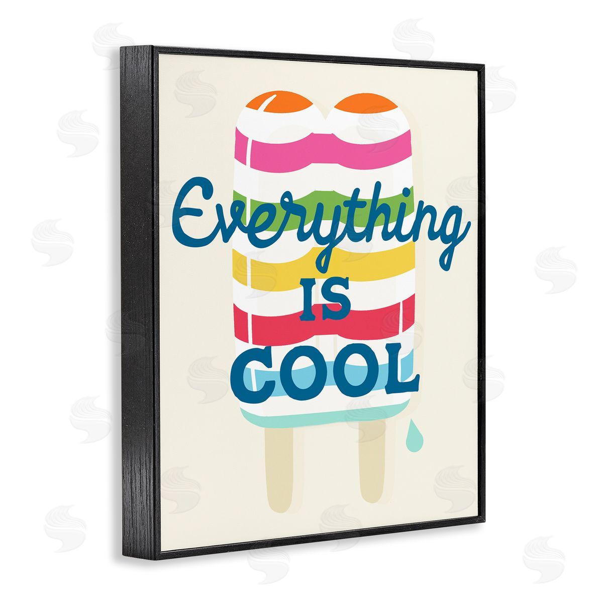 Stupell Studio Everything Is Cool Summer Striped Ice Pop Snack Black Framed Giclee Wall Art Print
