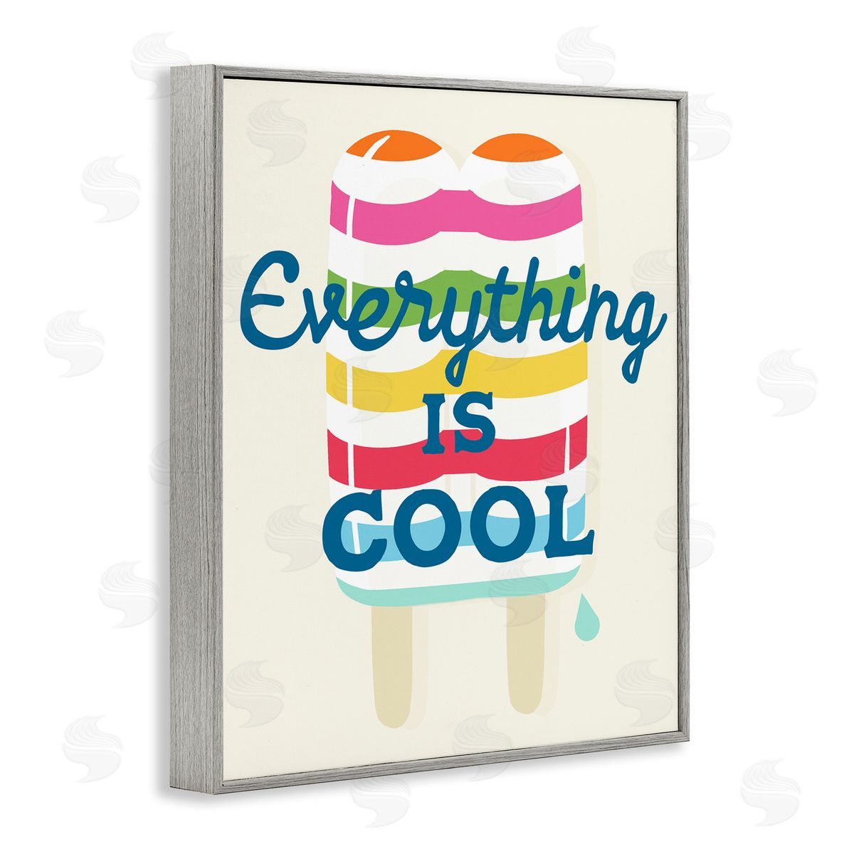 Stupell Studio Everything Is Cool Summer Striped Ice Pop Snack Gray Framed Giclee Wall Art Print