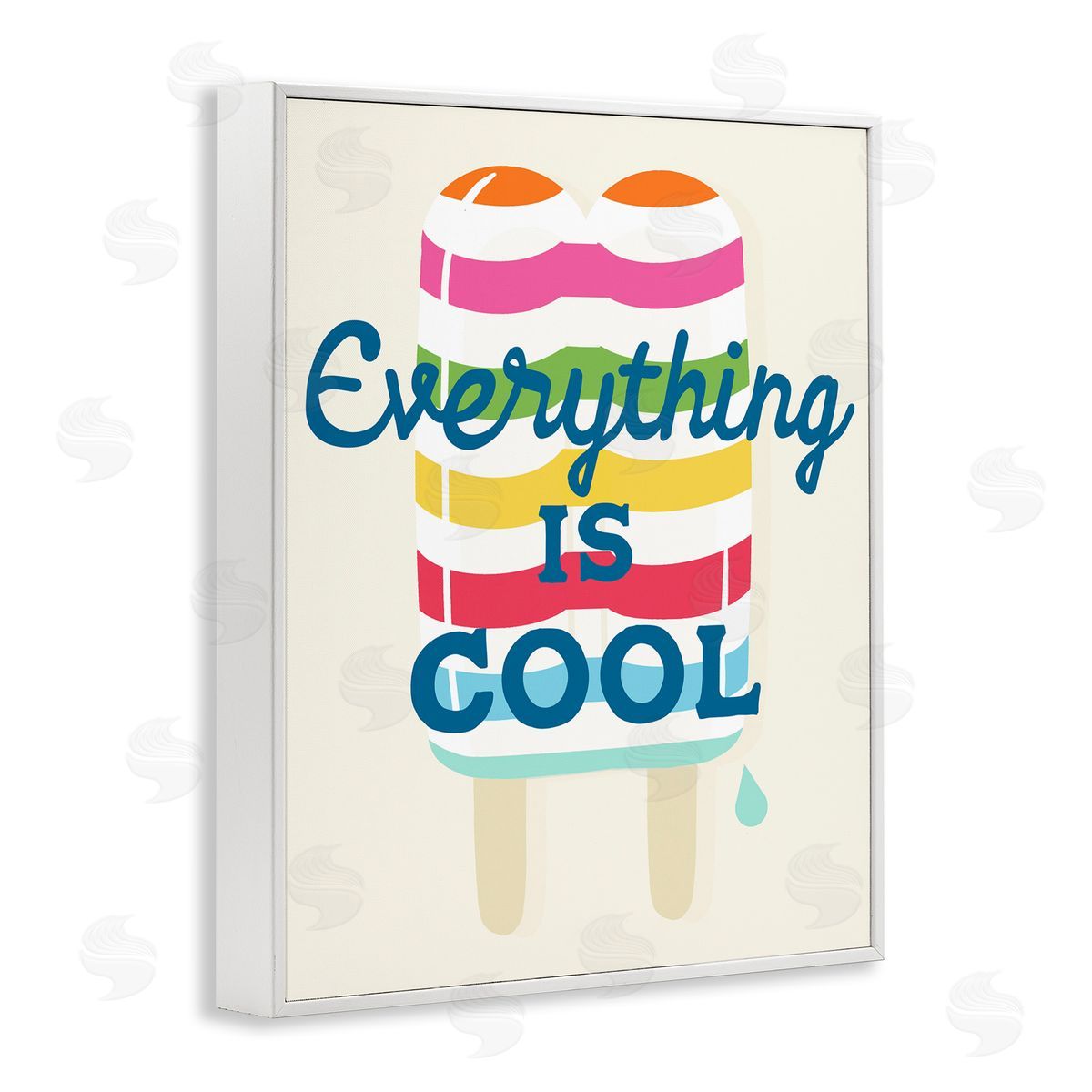 Stupell Studio Everything Is Cool Summer Striped Ice Pop Snack White Framed Giclee Wall Art Print