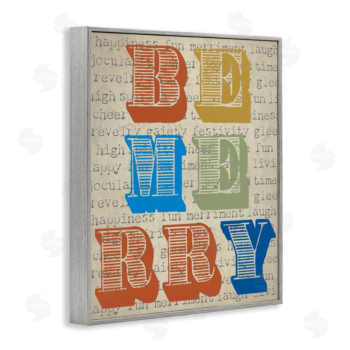 Graffitee Studios Be Merry Kitchen Sign Vintage Typography Gray Framed Giclee Wall Art Print