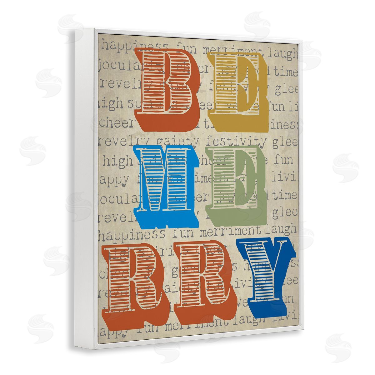 Graffitee Studios Be Merry Kitchen Sign Vintage Typography White Framed Giclee Wall Art Print