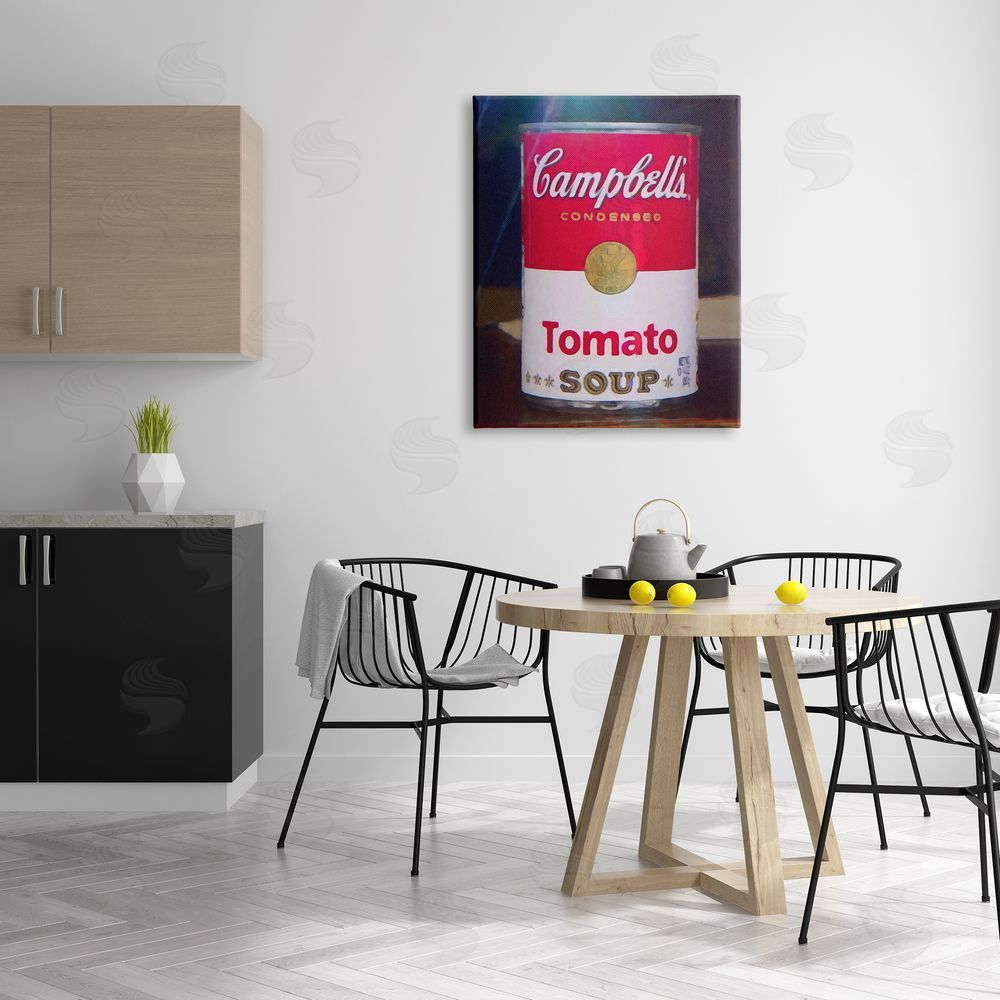 Graffitee Studios Tomato Soup Can Still Life Modern Painting Canvas Wall Art Print in Room