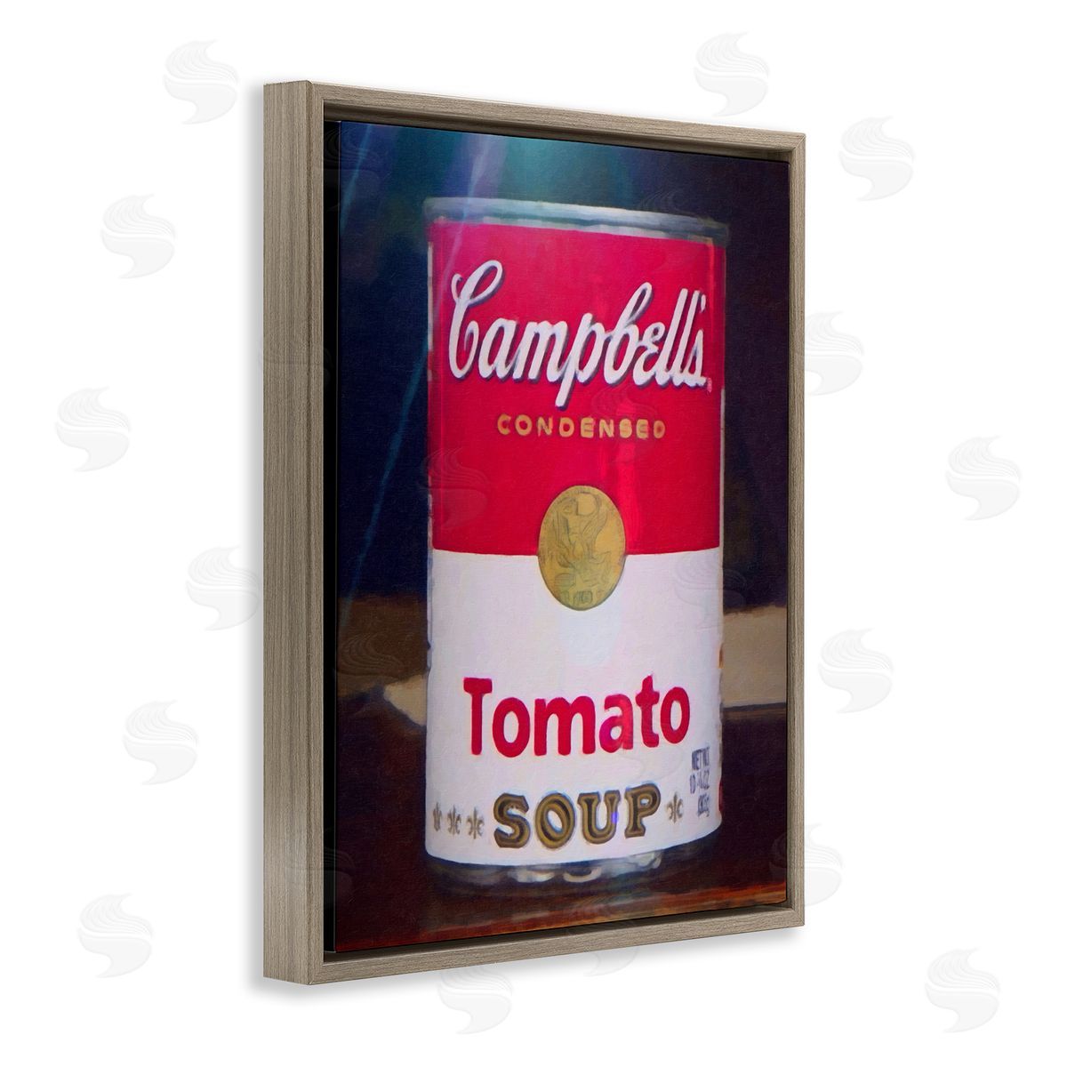 Graffitee Studios Tomato Soup Can Still Life Modern Painting Brown Floating Frame Canvas Wall Art Print