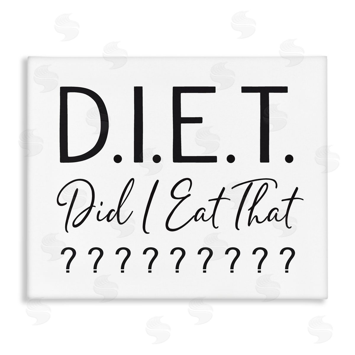 Lettered and Lined Witty Diet Food Phrase Casual Typography Sign Stretched Canvas Wall Art Print