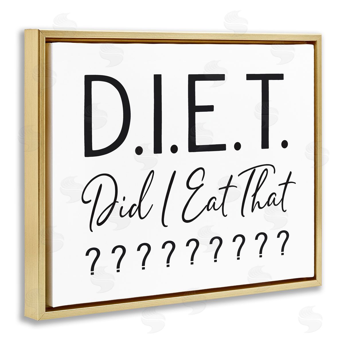 Lettered and Lined Witty Diet Food Phrase Casual Typography Sign Gold Floating Frame Canvas Wall Art Print