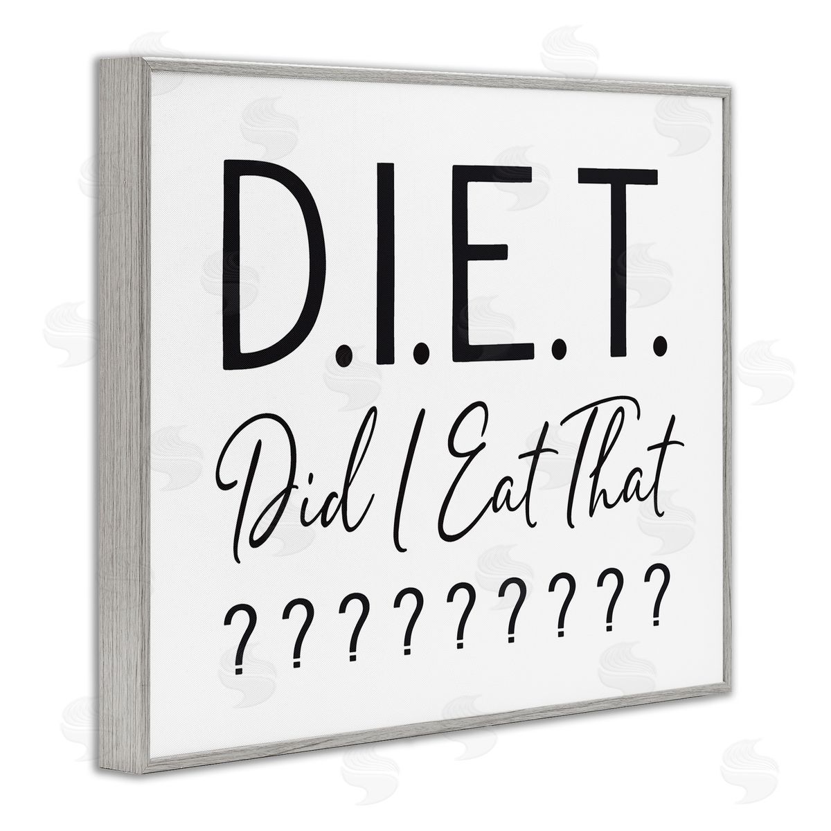Lettered and Lined Witty Diet Food Phrase Casual Typography Sign Gray Framed Giclee Wall Art Print