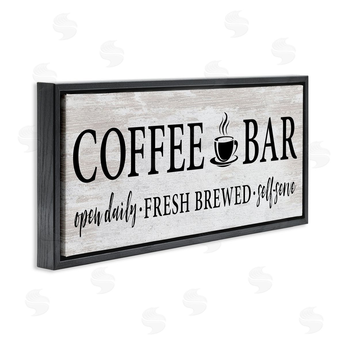 Coffee Bar Cafe Rustic Sign Black Floating Frame Canvas Wall Art, Home Decor by Lettered and Lined