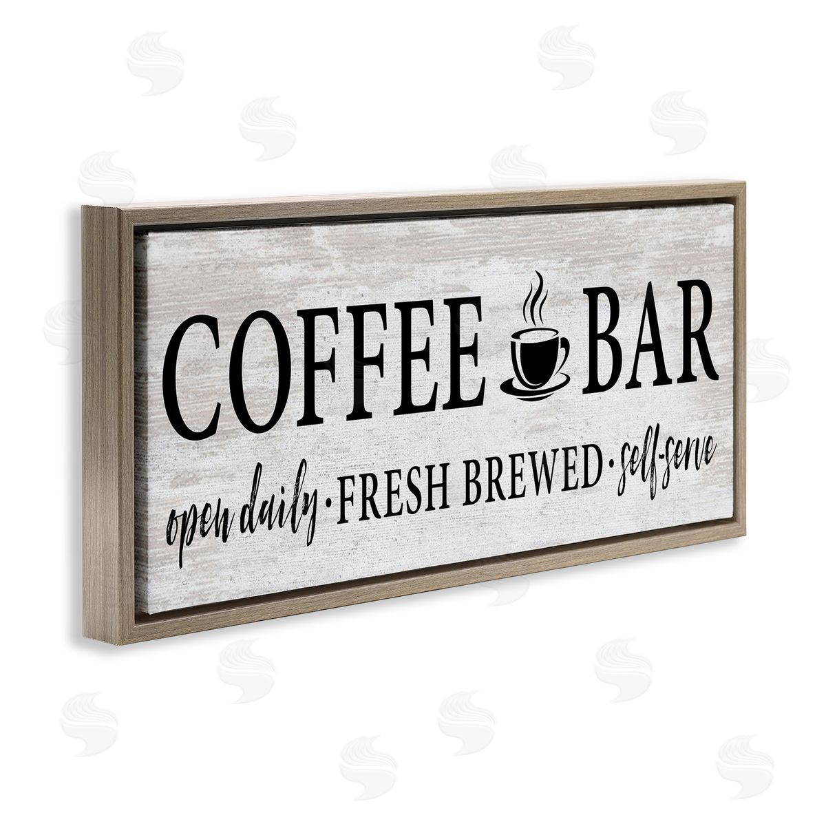 Coffee Bar Cafe Rustic Sign Brown Floating Frame Canvas Wall Art, Home Decor by Lettered and Lined