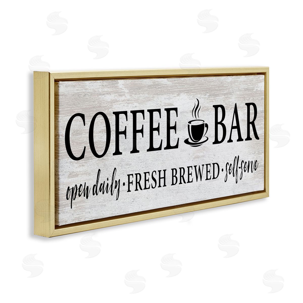Coffee Bar Cafe Rustic Sign Gold Floating Frame Canvas Wall Art, Home Decor by Lettered and Lined