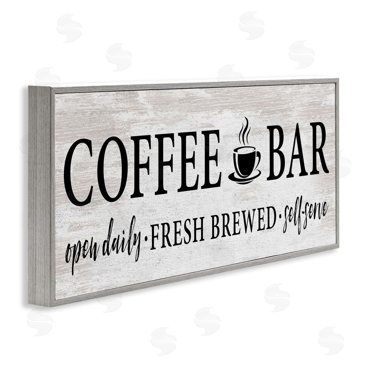 Coffee Bar Cafe Rustic Sign Grey Frame Print Wall Art, Home Decor by Lettered and Lined