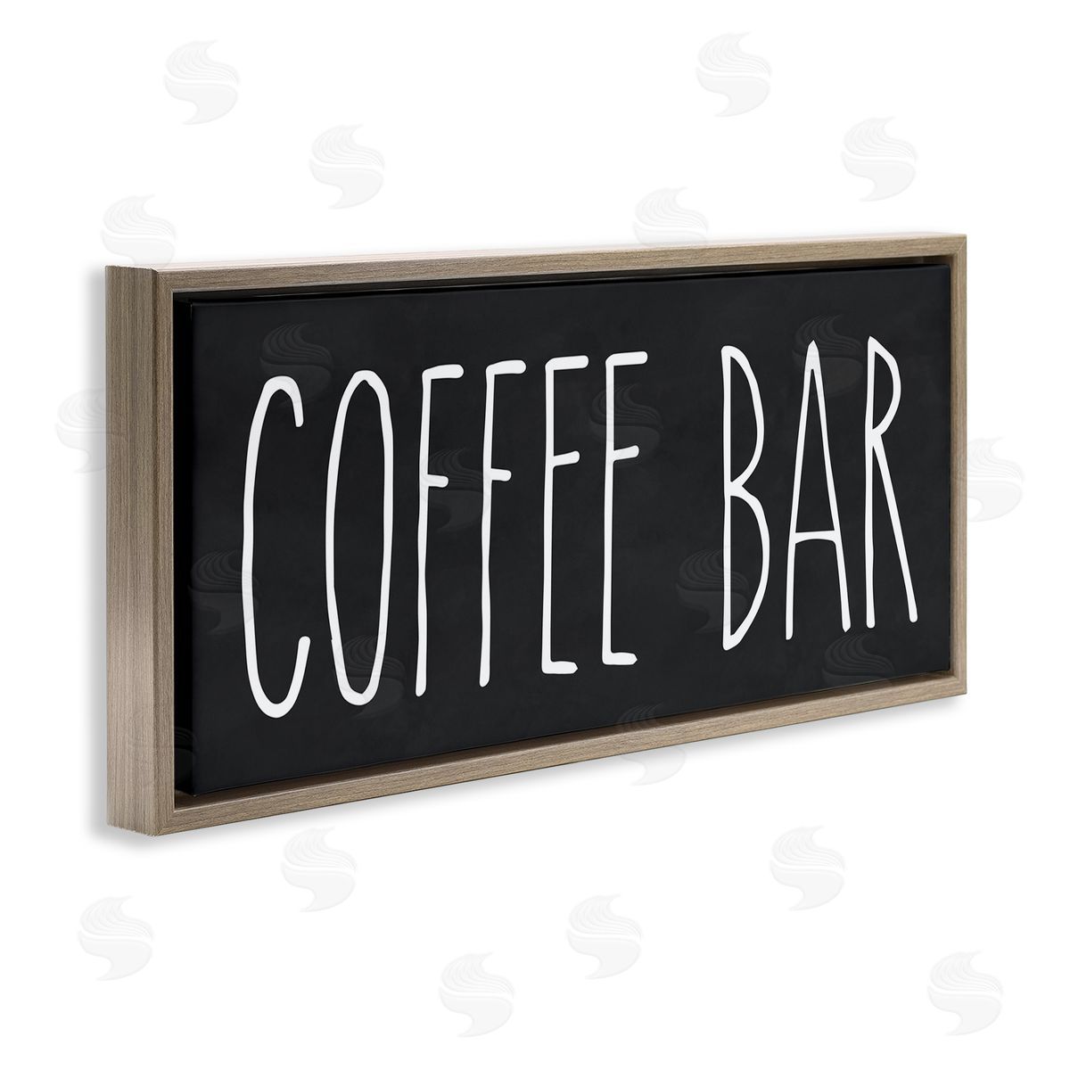 Coffee Bar Casual Text Brown Floating Frame Canvas Wall Art, Home Decor by Lettered and Lined