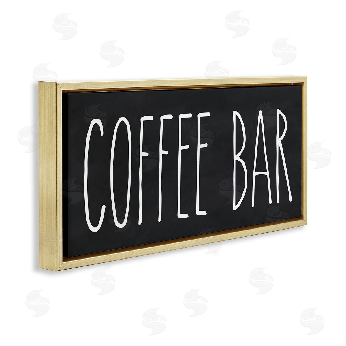 Coffee Bar Casual Text Gold Floating Frame Canvas Wall Art, Home Decor by Lettered and Lined