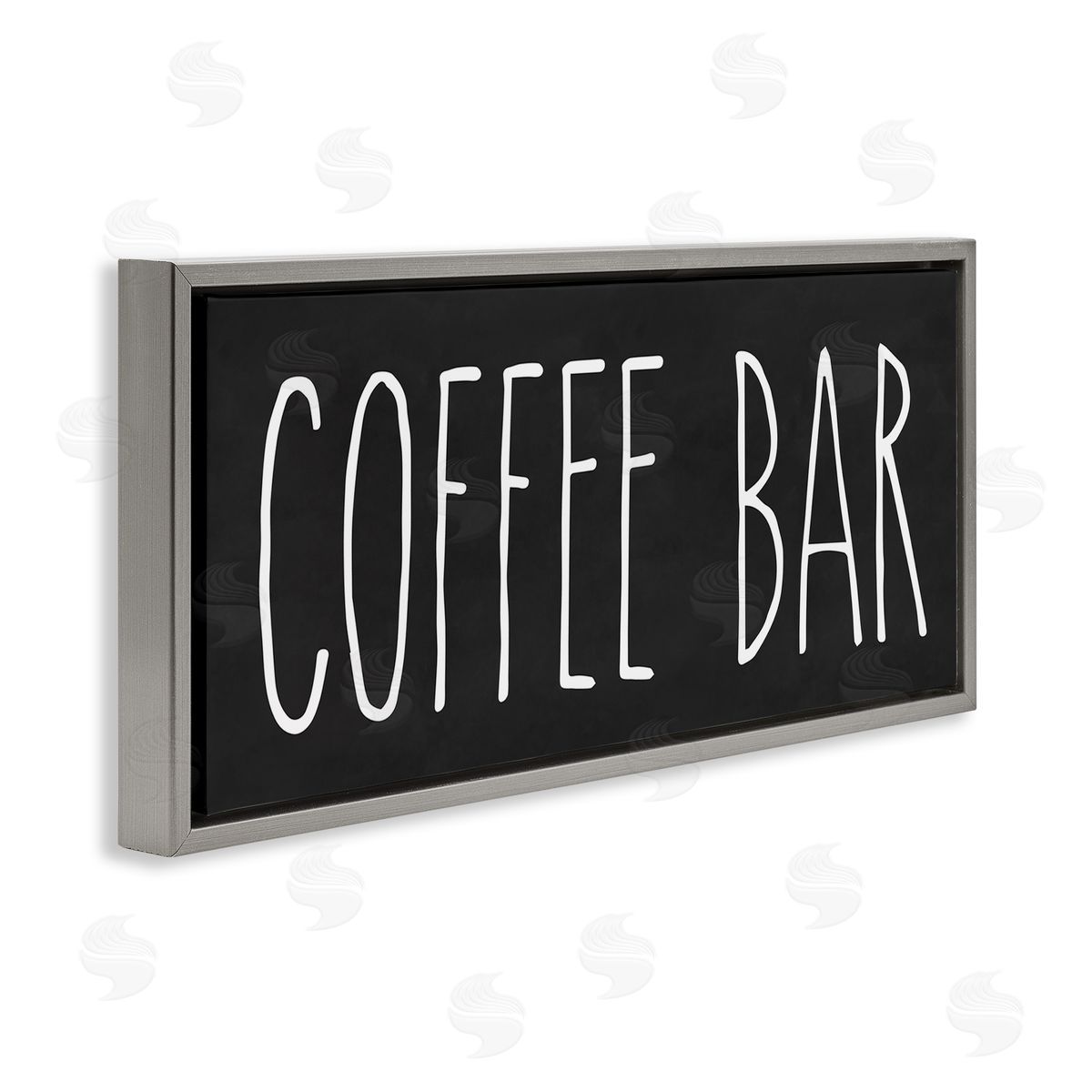 Coffee Bar Casual Text Grey Floating Frame Canvas Wall Art, Home Decor by Lettered and Lined