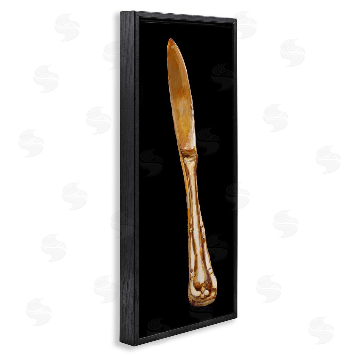 Adolf Llovea Gleaming Silverware Cutlery Painting Black Background