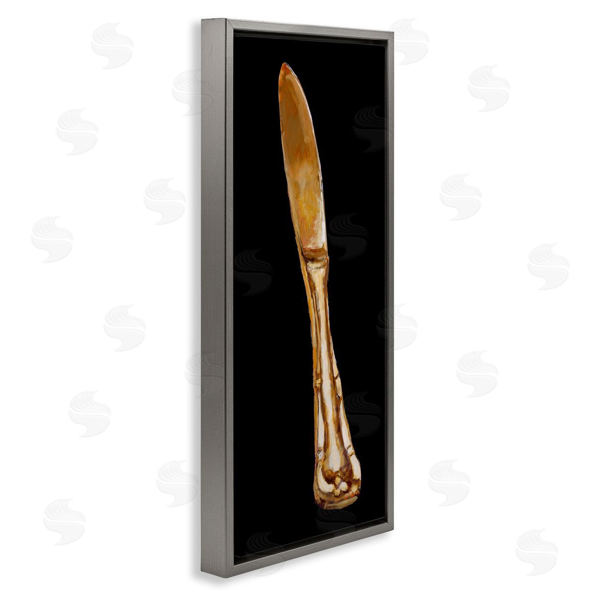 Adolf Llovea Gleaming Silverware Cutlery Painting Black Background