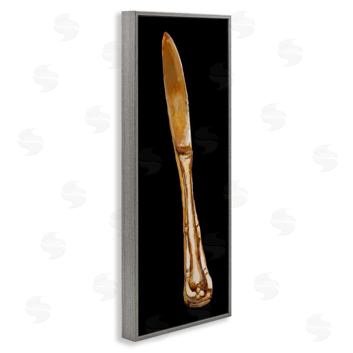 Adolf Llovea Gleaming Silverware Cutlery Painting Black Background