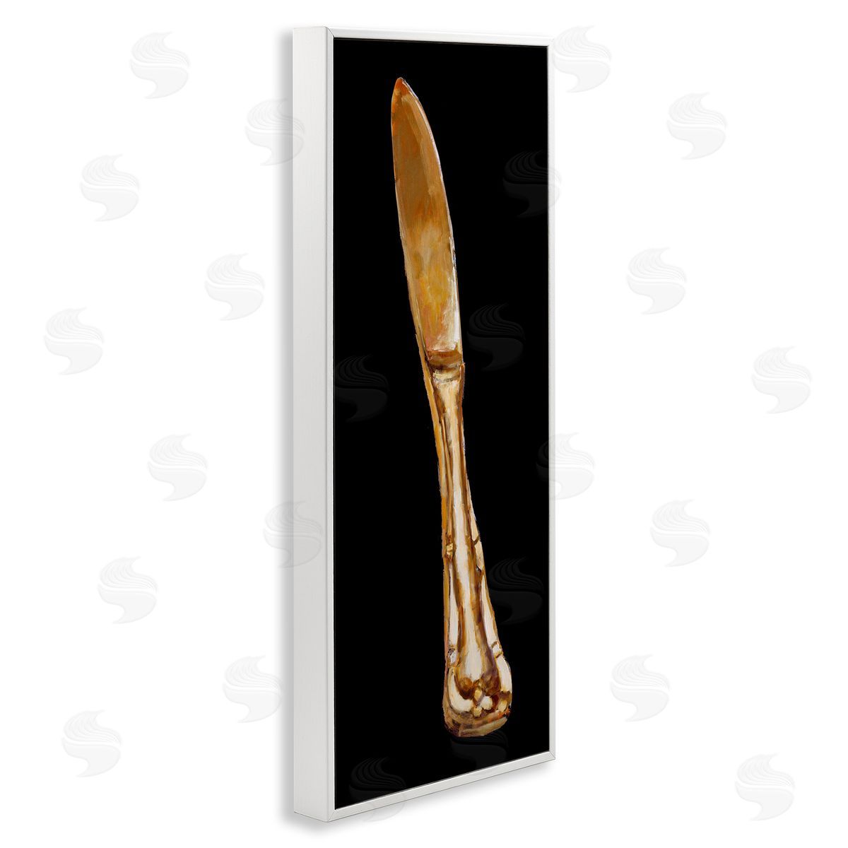 Adolf Llovea Gleaming Silverware Cutlery Painting Black Background