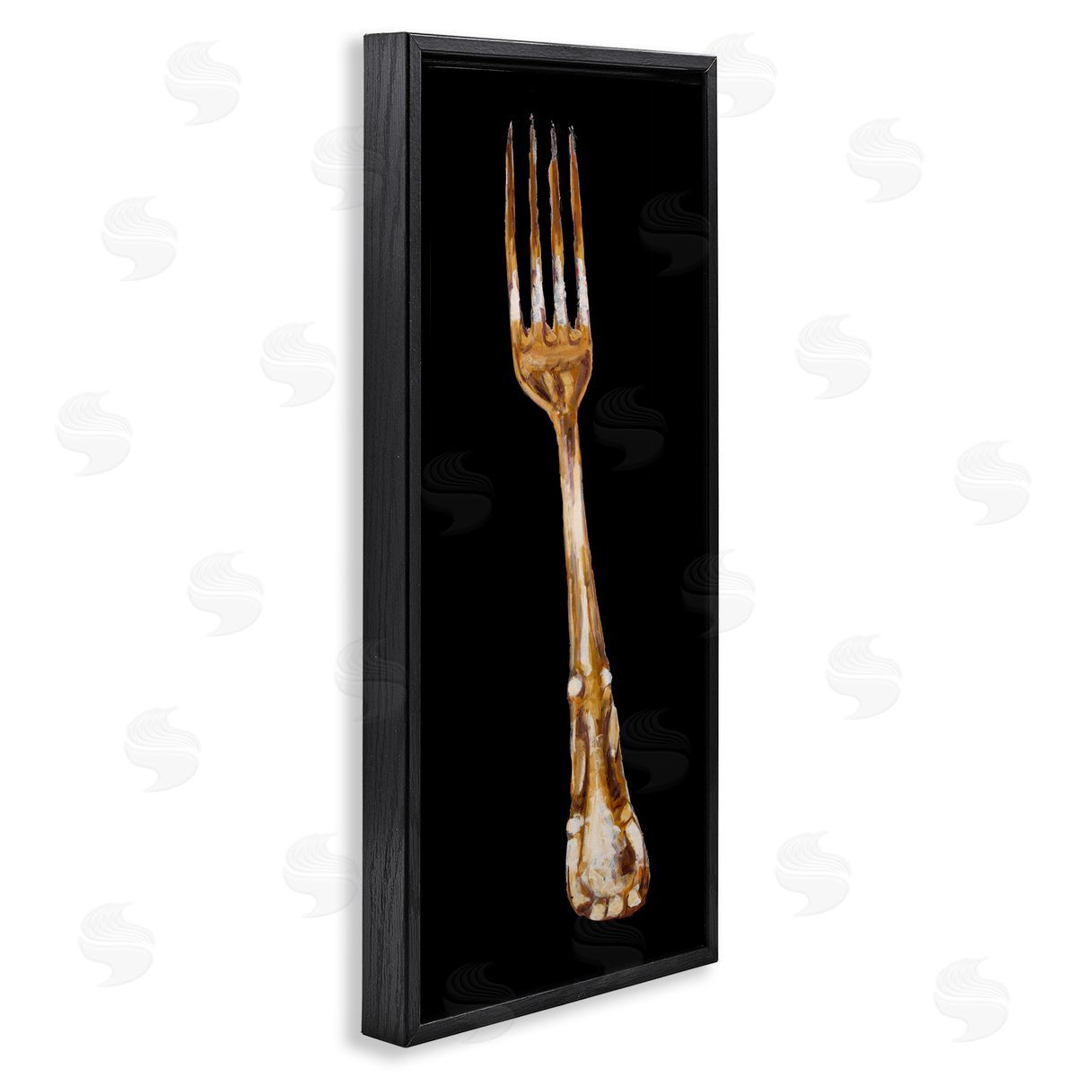Adolf Llovea Kitchen Fork Silverware Cutlery Painting Black Background